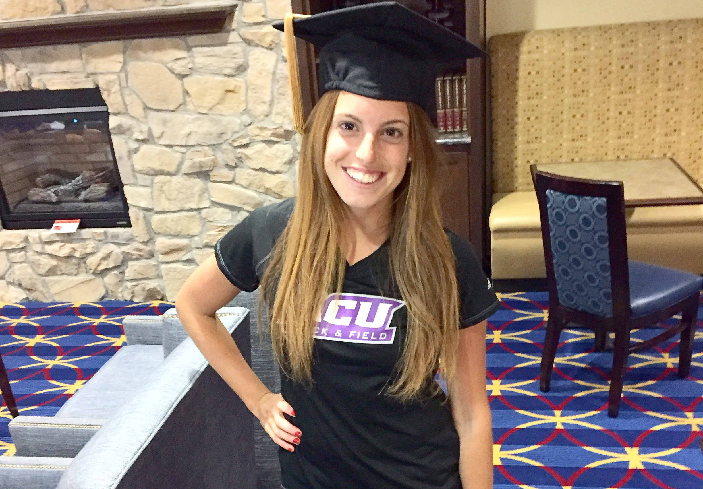 Marina Guerrero wearing a graduation cap